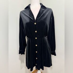 Zara Black Long Sleeve Dress with Gold Accents